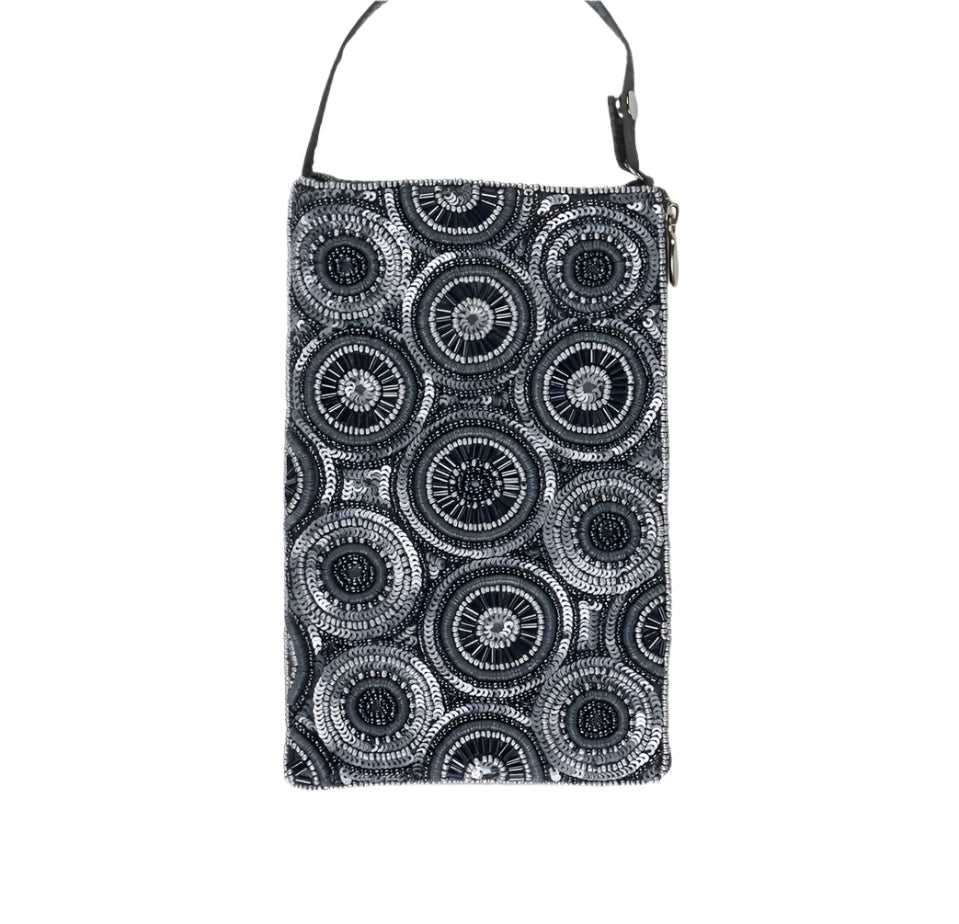 Kaleidoscope Midnight &amp; Silver Beaded Purse