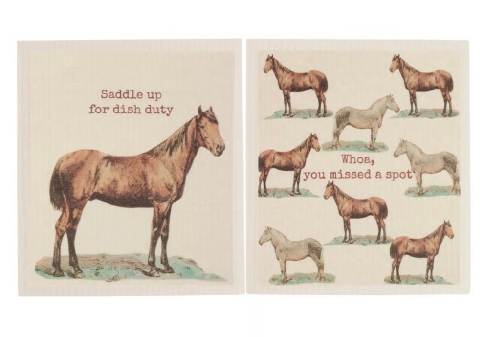 Saddle Up For Dish Duty Swedish Dishcloth Duo