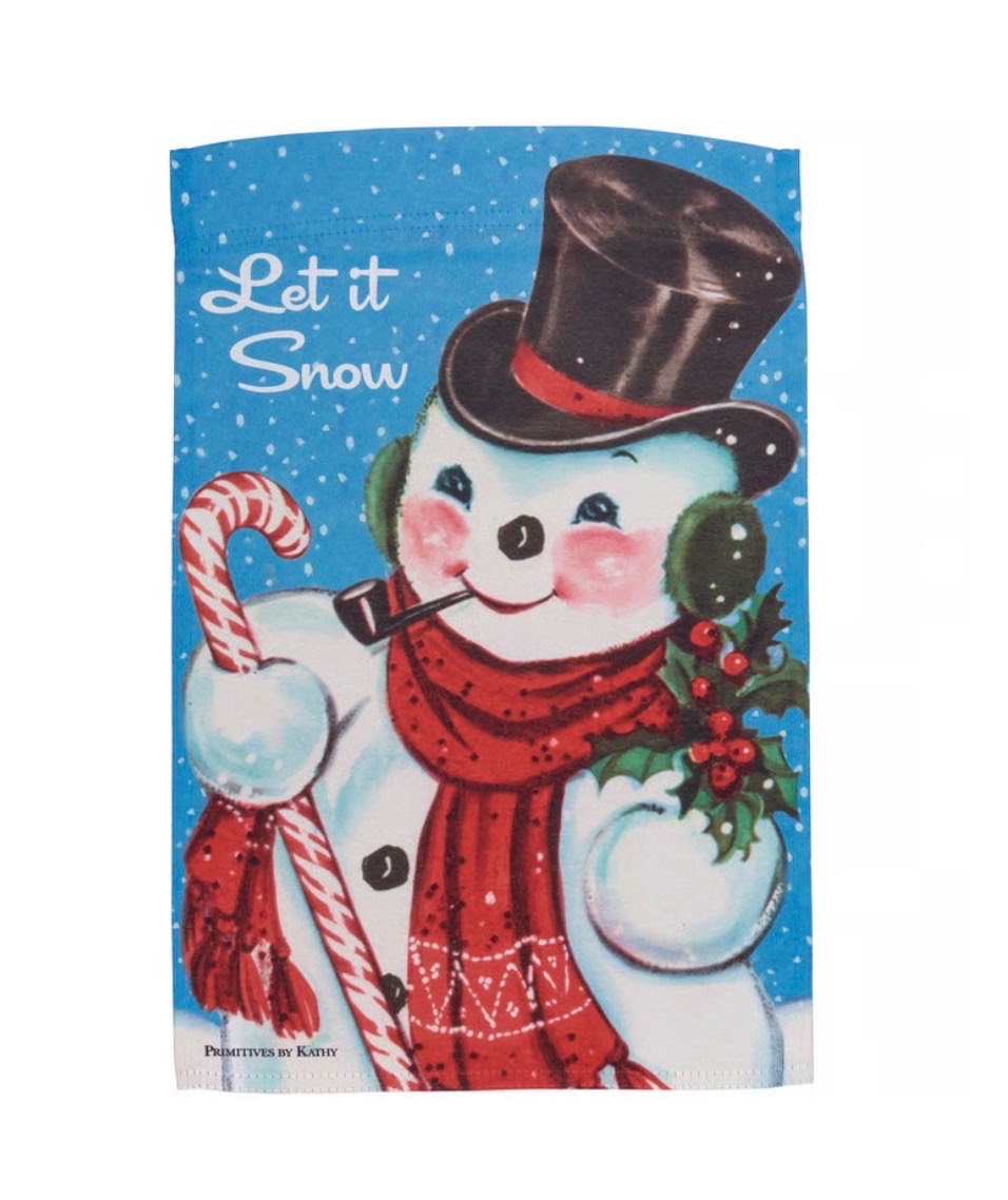 Let It Snow Vintage Snowman Garden Flag