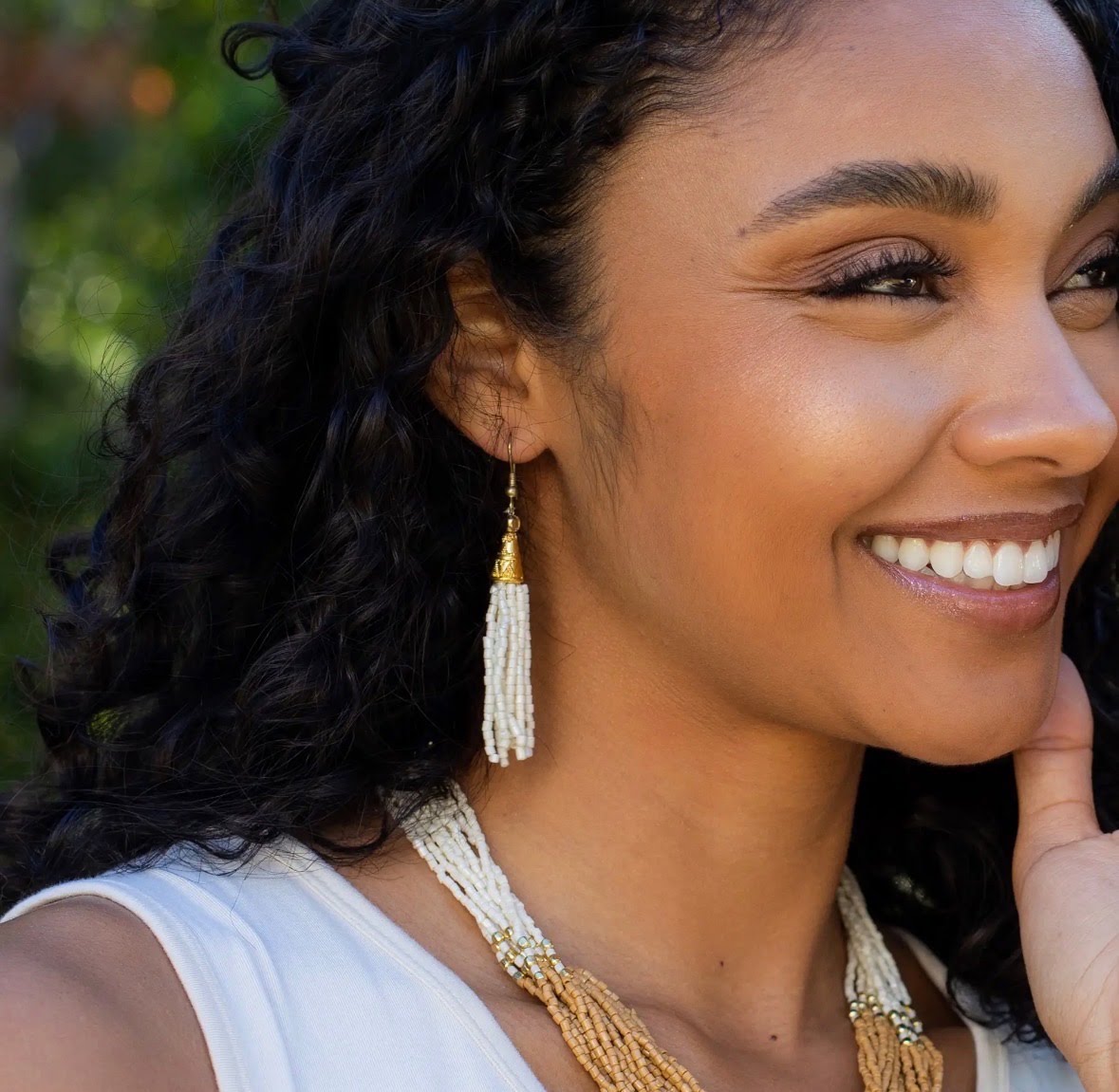 Anju White Waterfall Earrings