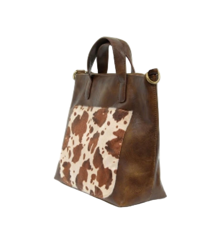 Joy Susan Faux Cow Hide Convertible Tote