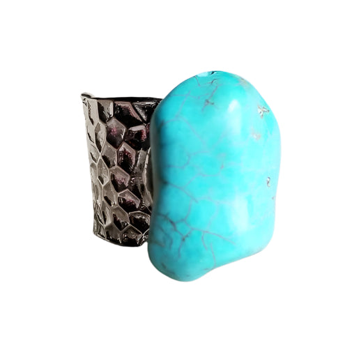 Turquoise Chunk on Cuff Ring