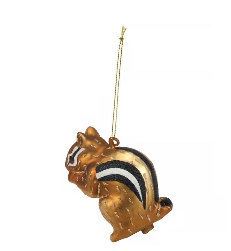 Chipmunk Glass Ornament