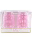 Lilly Pulitzer Set Conch Shell Acrylic Stemless Wine Glass 240607
