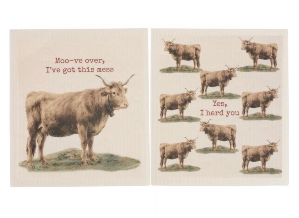 Moo-ve Over, I've Got This Mess Swedish Dishcloth Duo