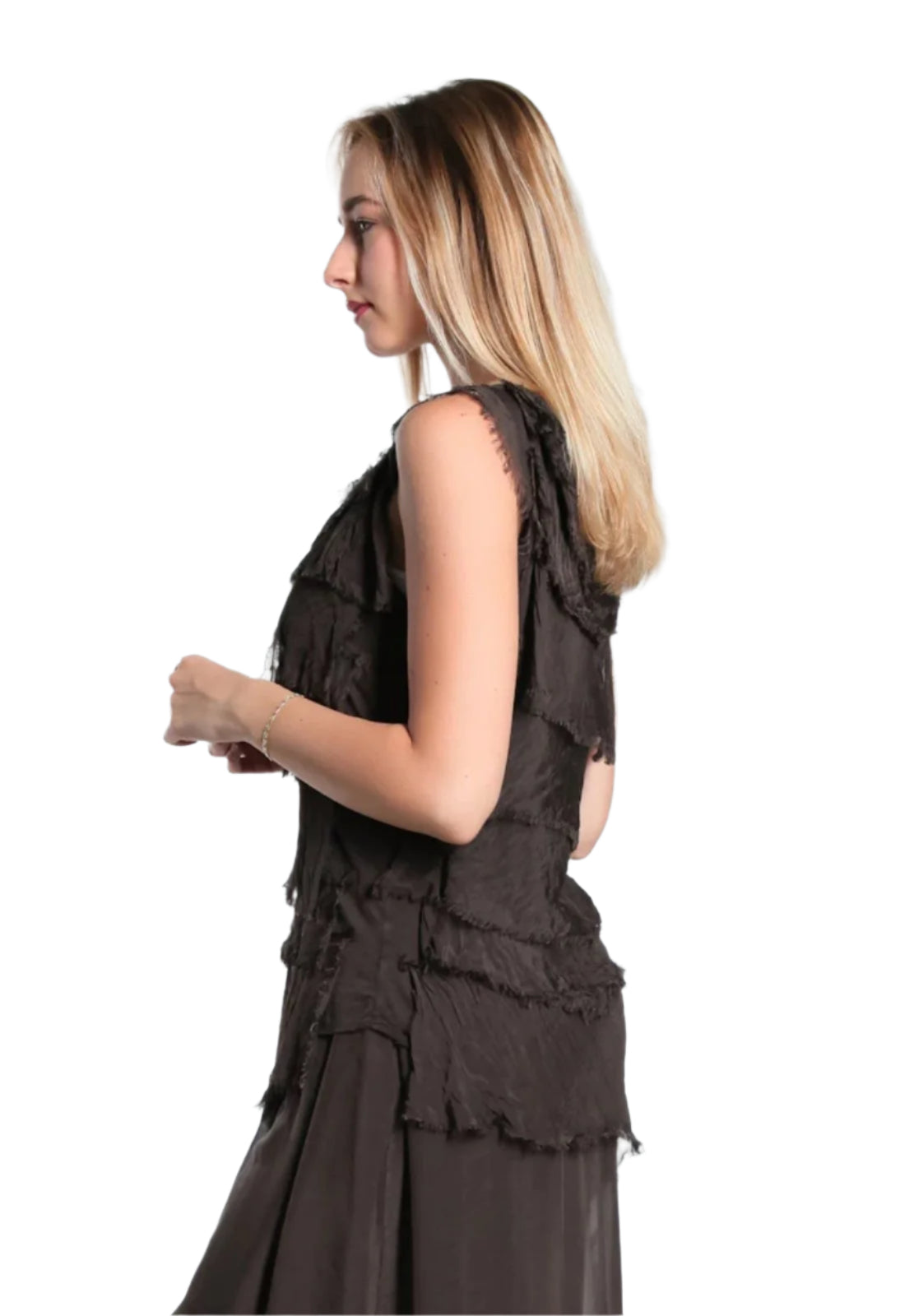 Tina Stephens Arianna Silk Ruffle Top BT205