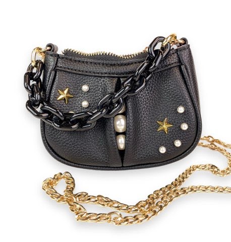 Doe a Dear Pearl Studs Mini Leather Shoulder Bag
