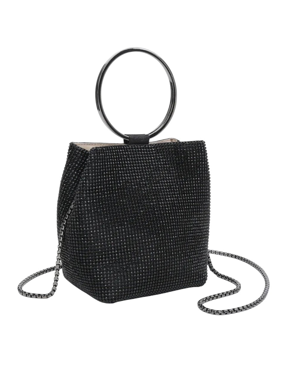 JEN &amp; CO. Luna Black Rhinestone Clutch
