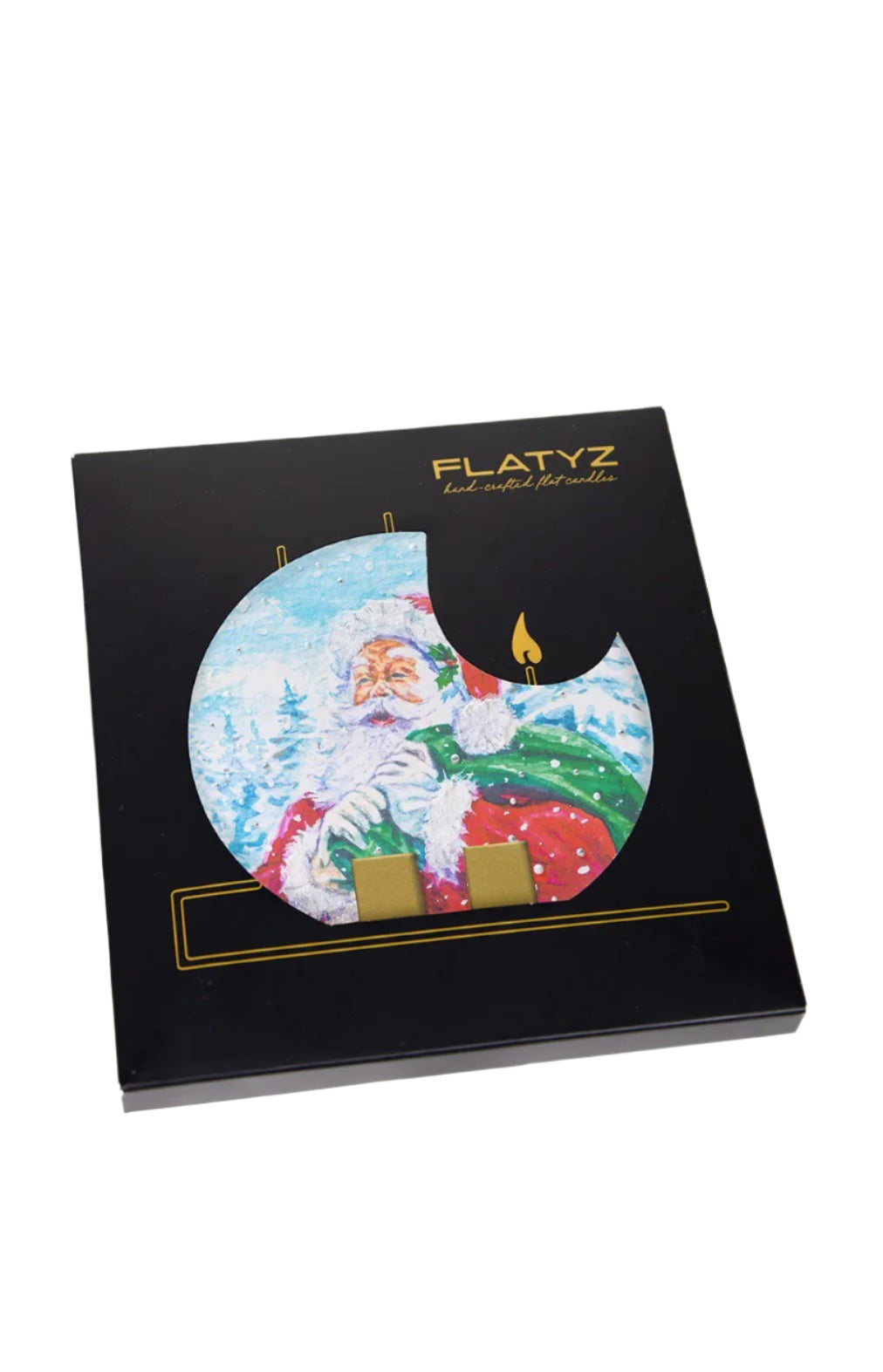 Flatyz Snowy Santa with Present Sack Candle