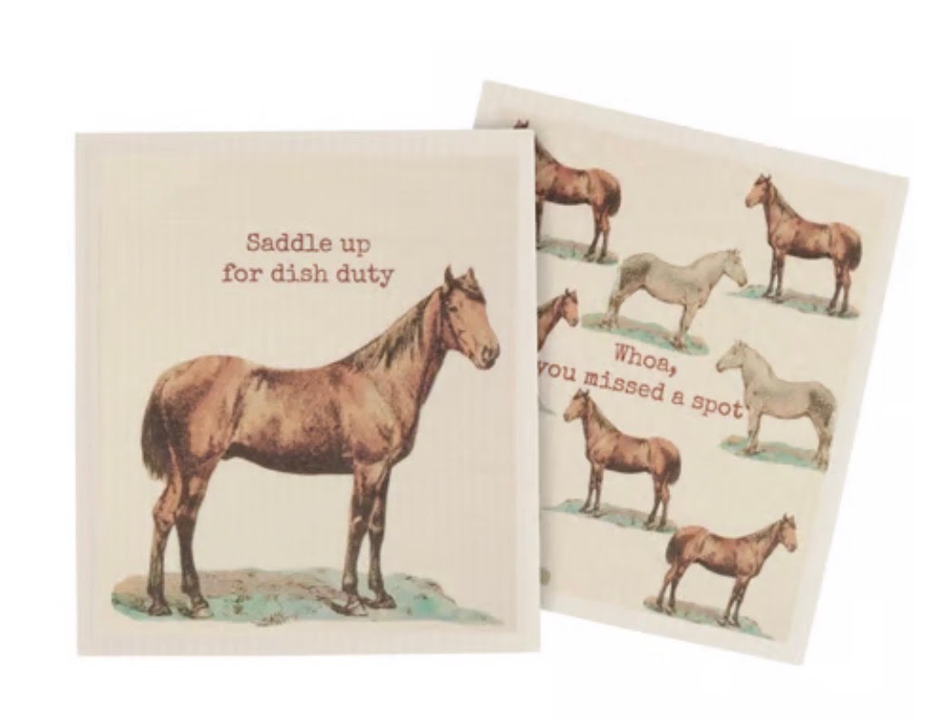 Saddle Up For Dish Duty Swedish Dishcloth Duo