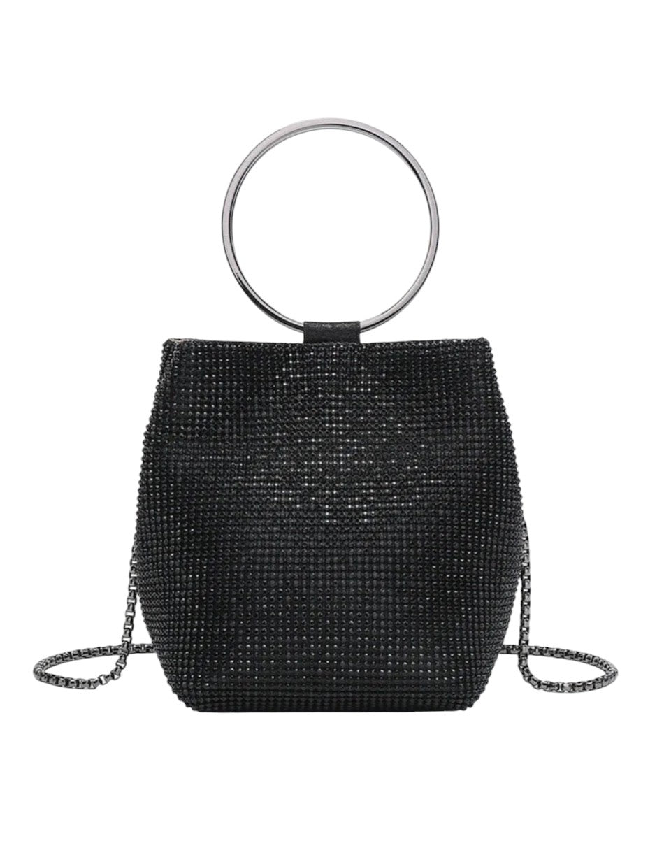 JEN &amp; CO. Luna Black Rhinestone Clutch
