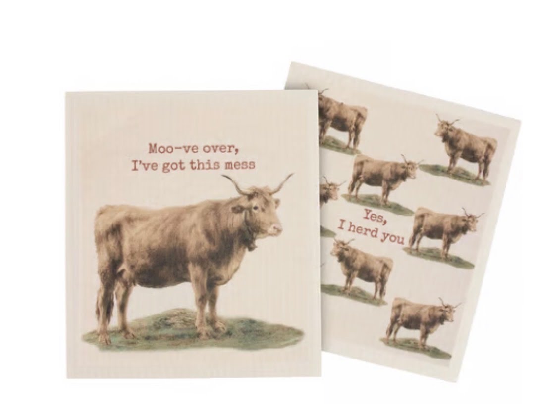 Moo-ve Over, I've Got This Mess Swedish Dishcloth Duo
