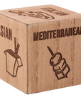 The Strawberry Shop wooden dinner decision die with debossed food icons and cuisine names for meal planning