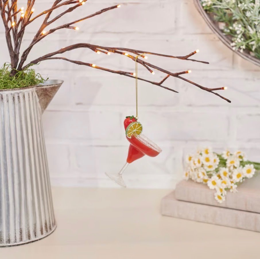 Strawberry Margarita Glass Ornament