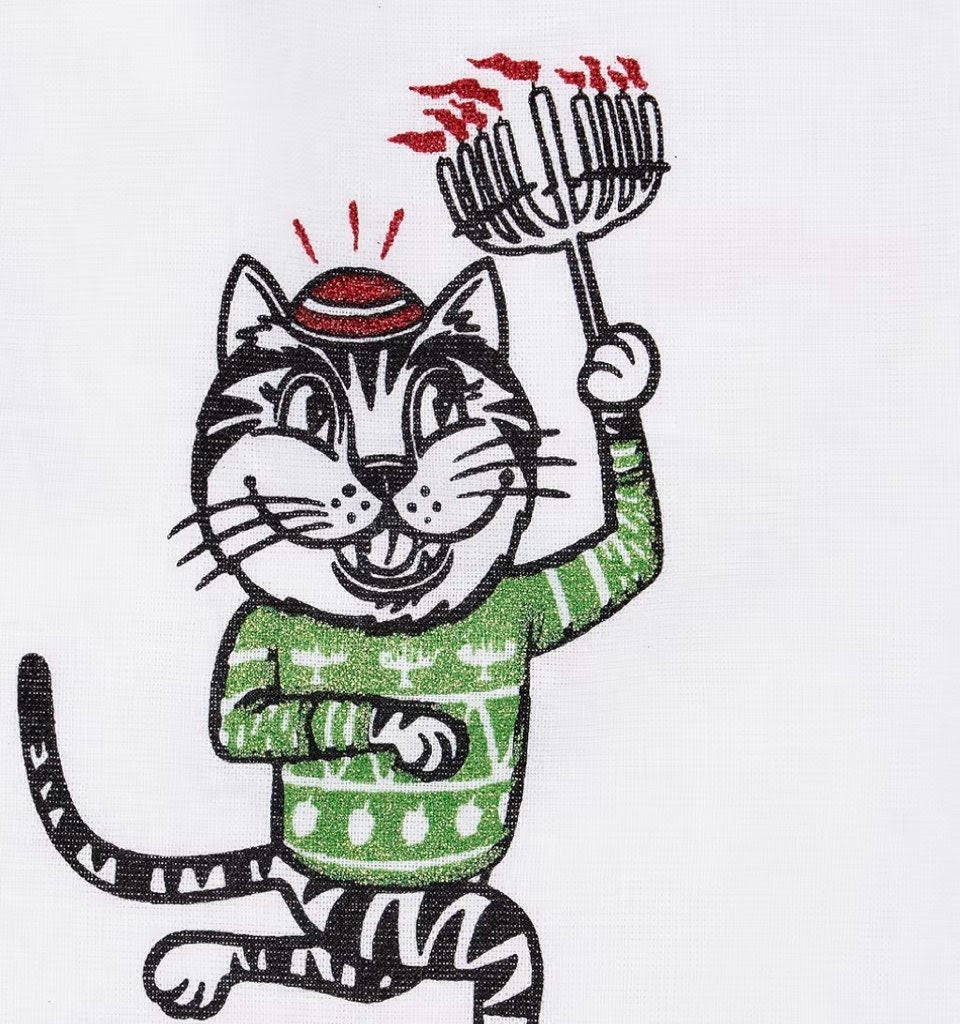 Happy Hanuk-Cat Tea Towel