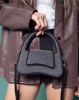 JEN & CO. Leah Silver Rhinestone Shoulder Bag