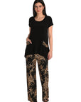 Frank Lyman Wide Leg Leopard Palm Pants 266151