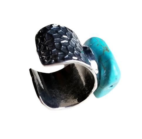 Turquoise Chunk on Cuff Ring
