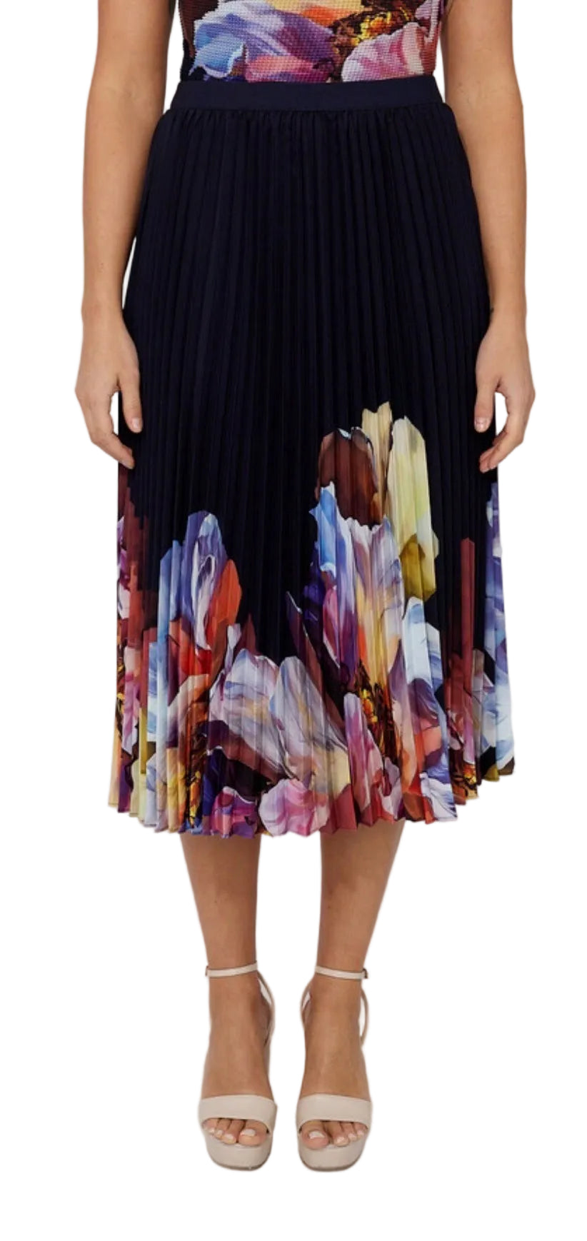 Frank Lyman Floral Pleated Midi Skirt 266552