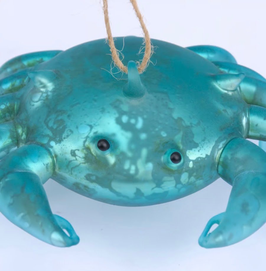 Blue Crab Glass Ornament