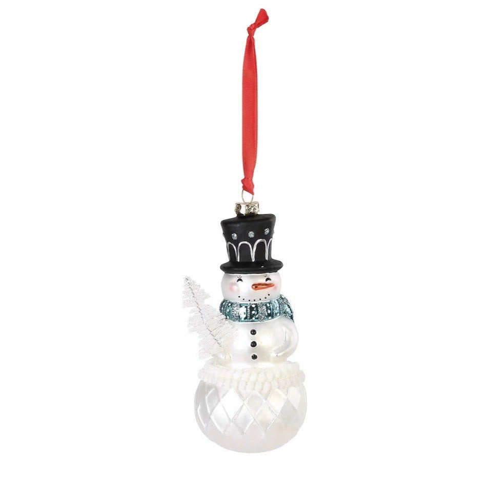 Blown Glass Snowman Ornament