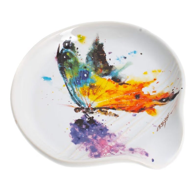 Dean Crouser Butterfly Stoneware Spoon Rest