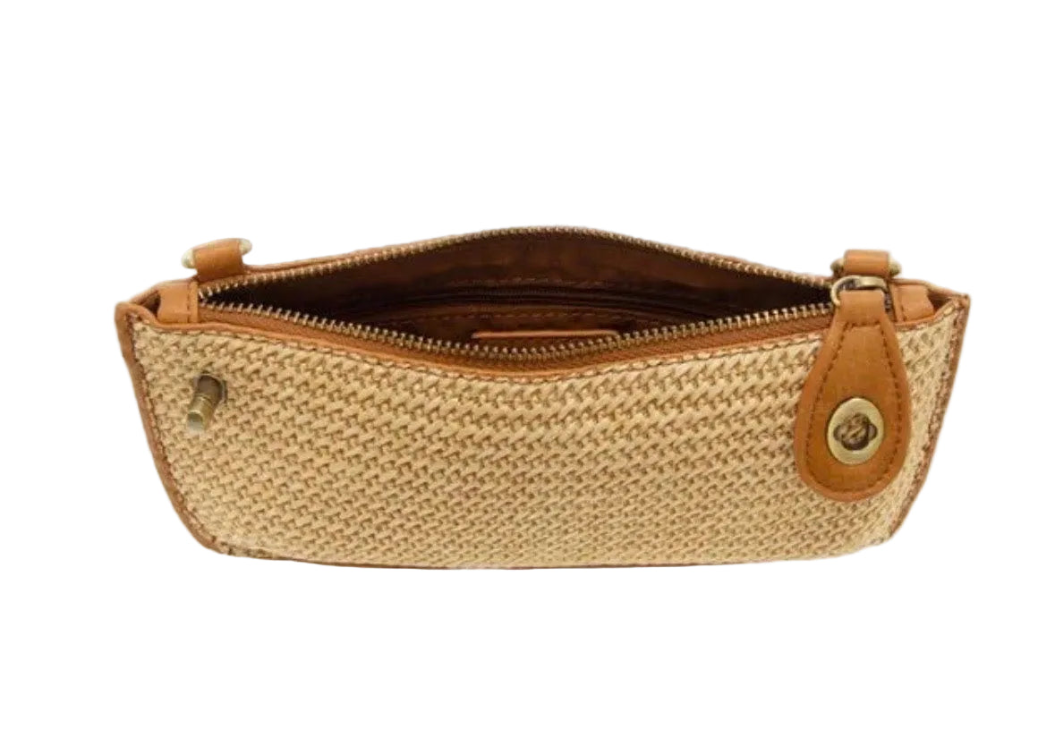 Joy Susan Straw Camel Crossbody Wristlet L8324-14