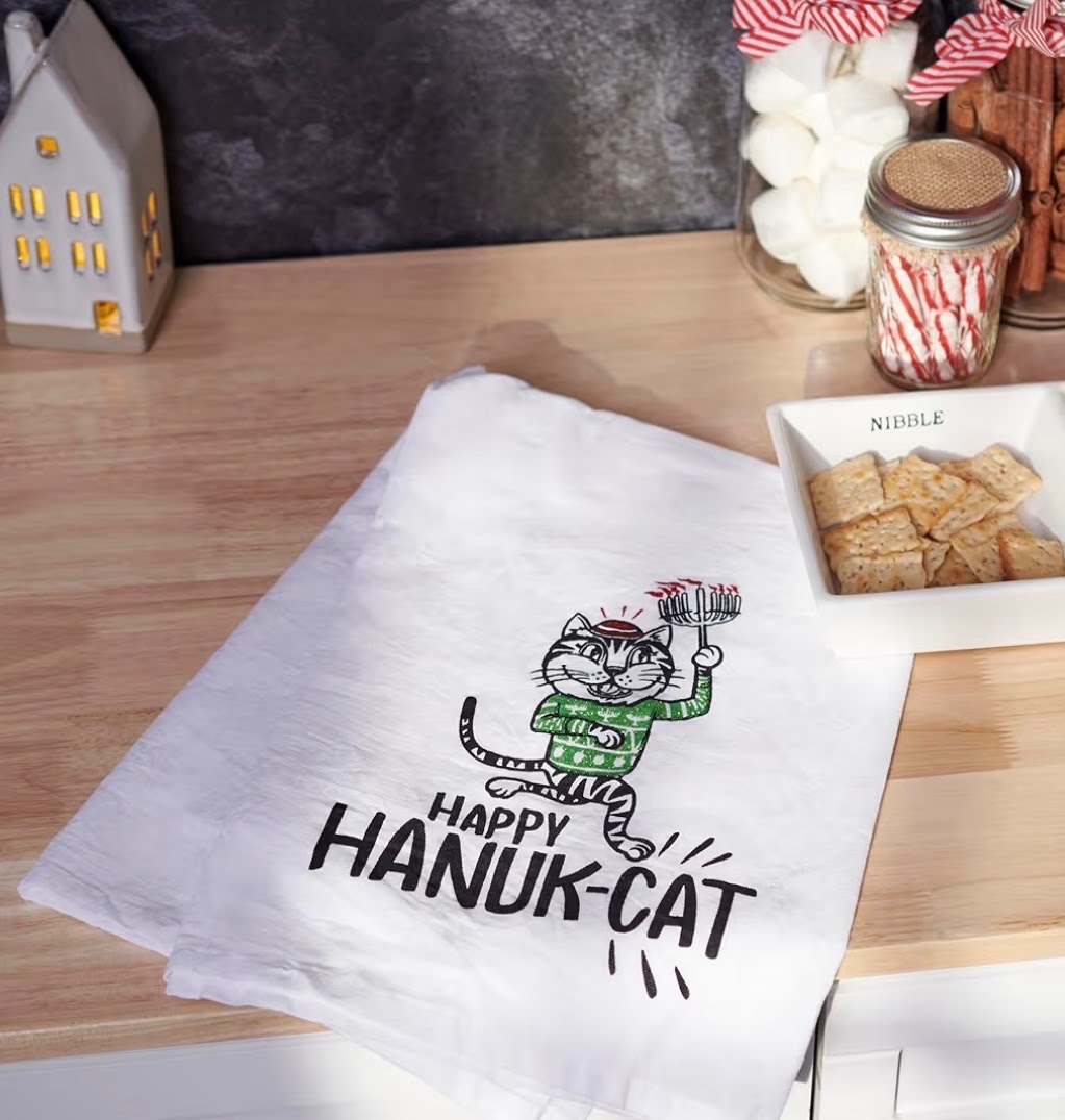Happy Hanuk-Cat Tea Towel