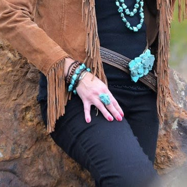 Turquoise Chunk on Cuff Ring