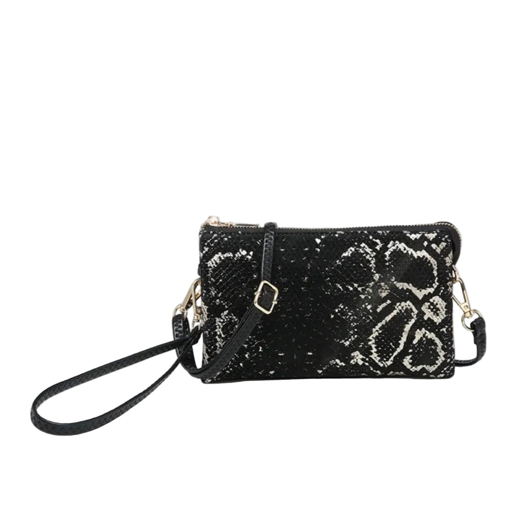 JEN &amp; CO. Black &amp; Gold Snake Riley Crossbody Purse