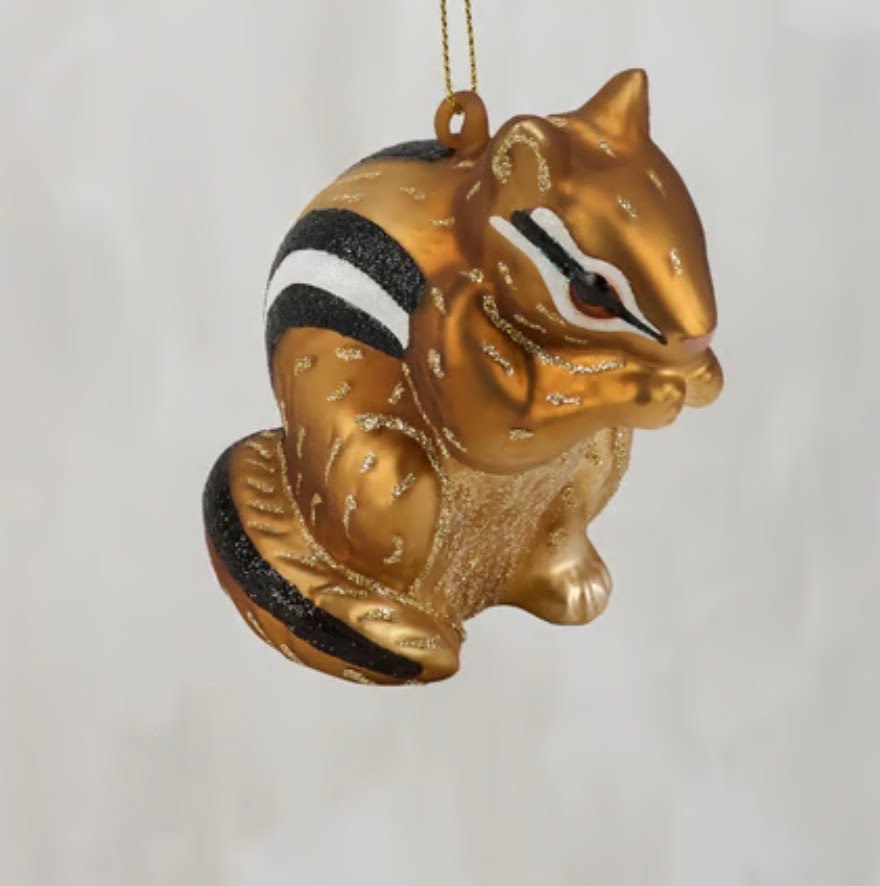 Chipmunk Glass Ornament