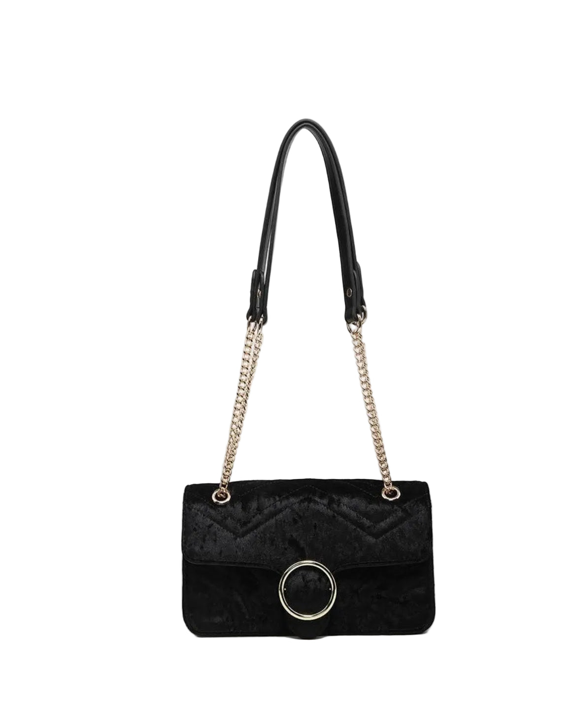 JEN &amp; CO. Edinburgh Black Gold Chain Strap Bag