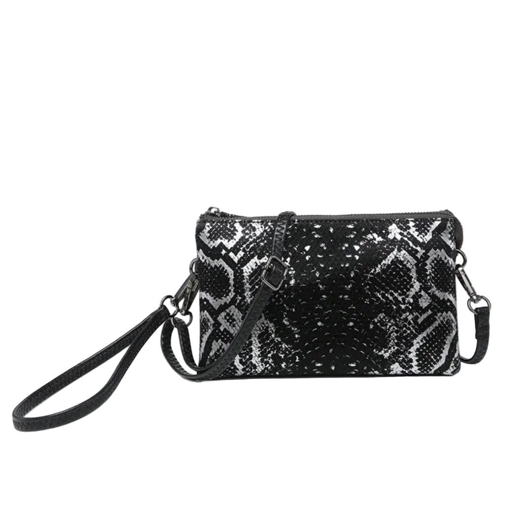 JEN &amp; CO. Gunmetal Snake Wristlet/Crossbody Purse