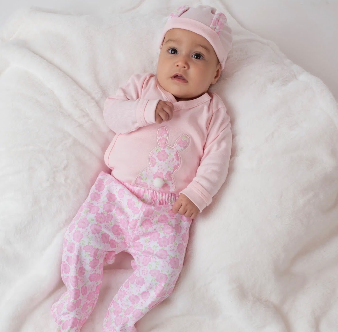 Baby Girl 3 Piece Bunny Snapsuit Outfit