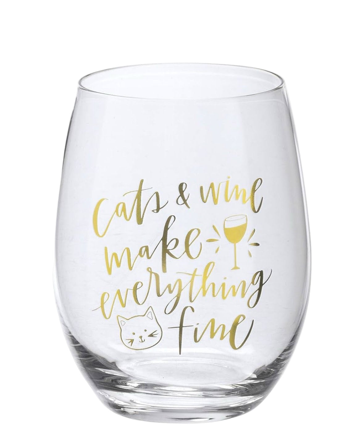 Cats &amp; Wine Make Everything Fine Stemless Wine Glass