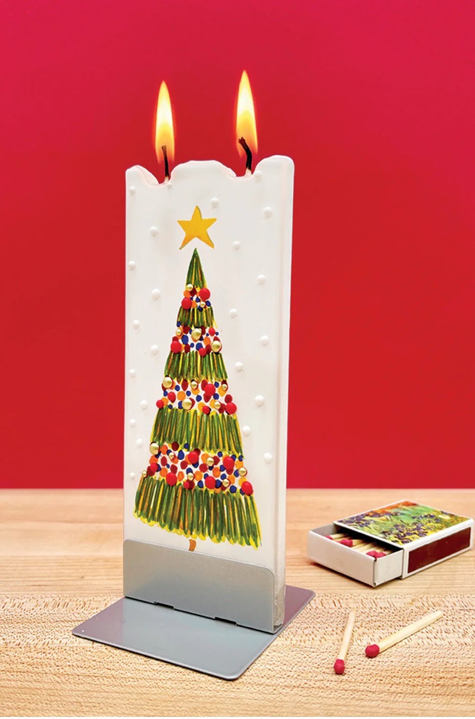 Flatyz Decorated Christmas Tree with Star Candle