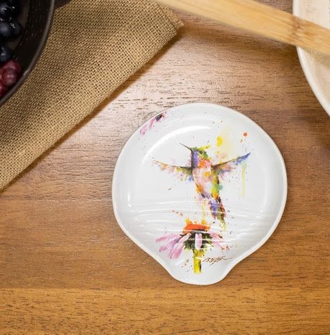 Dean Crouser Hummingbird Stoneware Spoon Rest