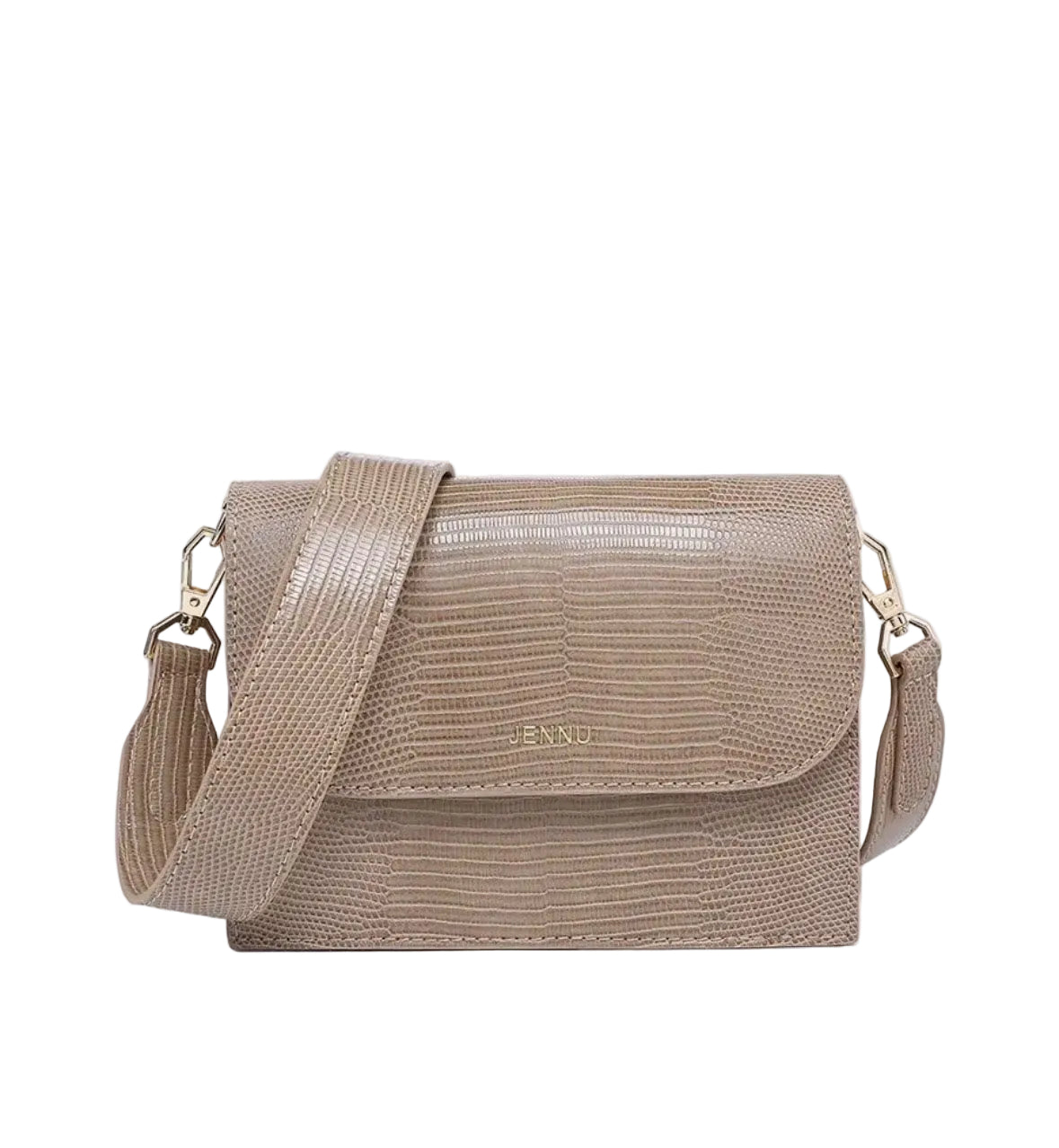 JEN &amp; CO. Taupe Vegan Crocodile Tokyo Purse