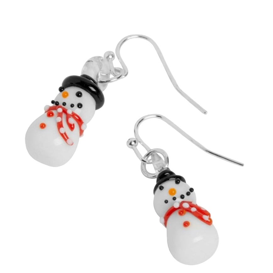 Glass Snowman Earrings