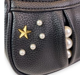 Doe a Dear Pearl Studs Mini Leather Shoulder Bag