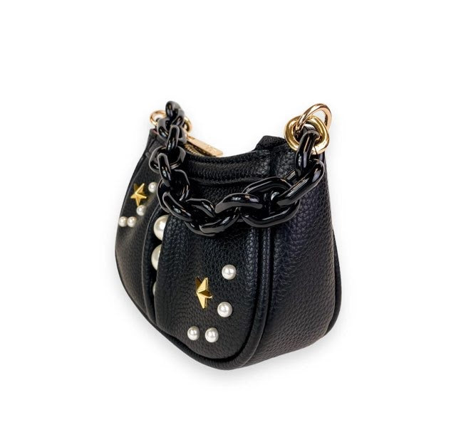 Doe a Dear Pearl Studs Mini Leather Shoulder Bag