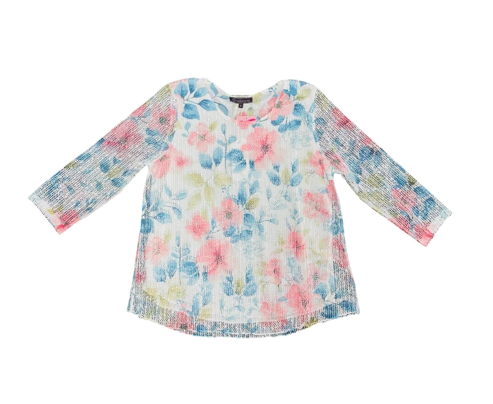 Variations Floral Openwork Knit Top V4340