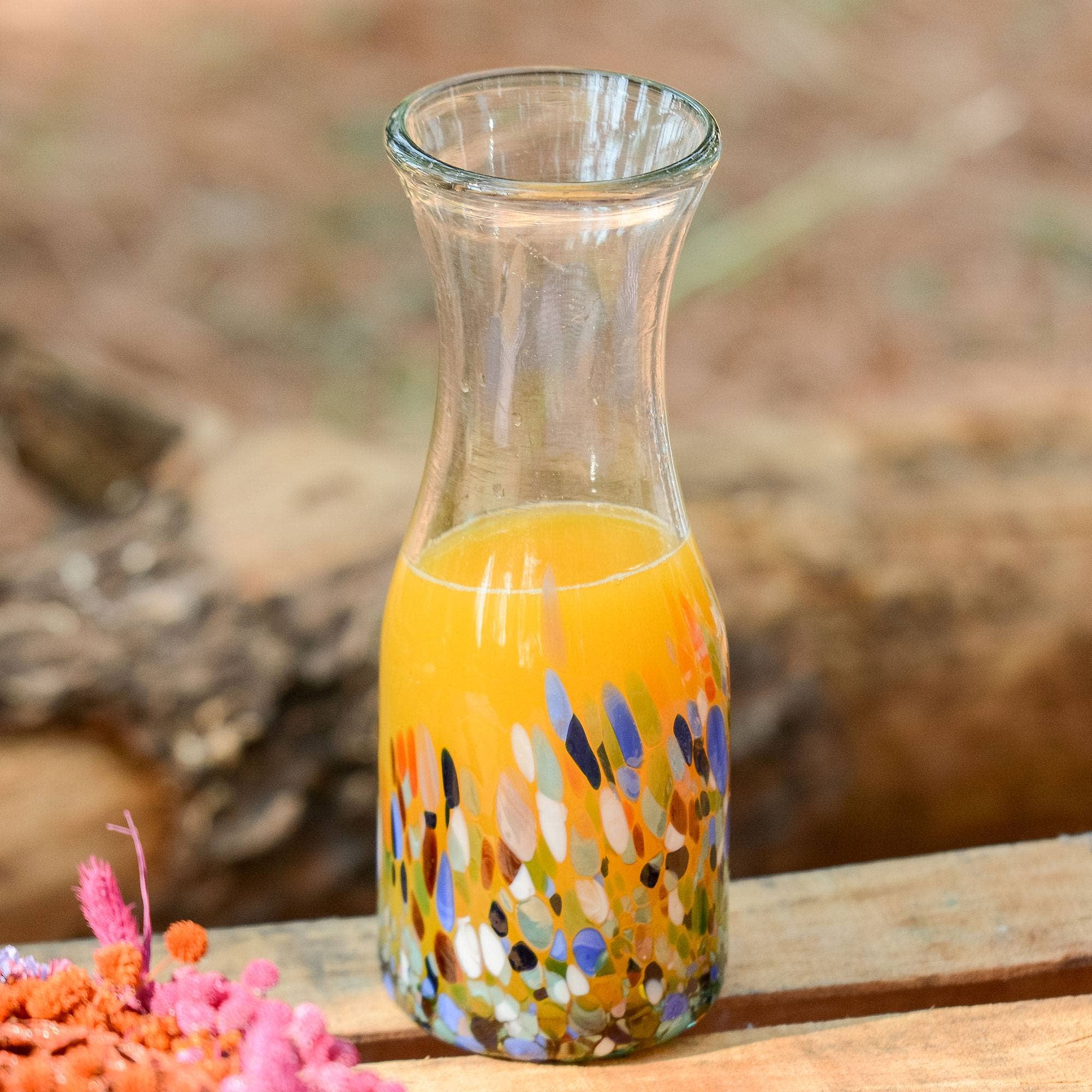 NOVICA Confetti Festival Blown Glass Carafe