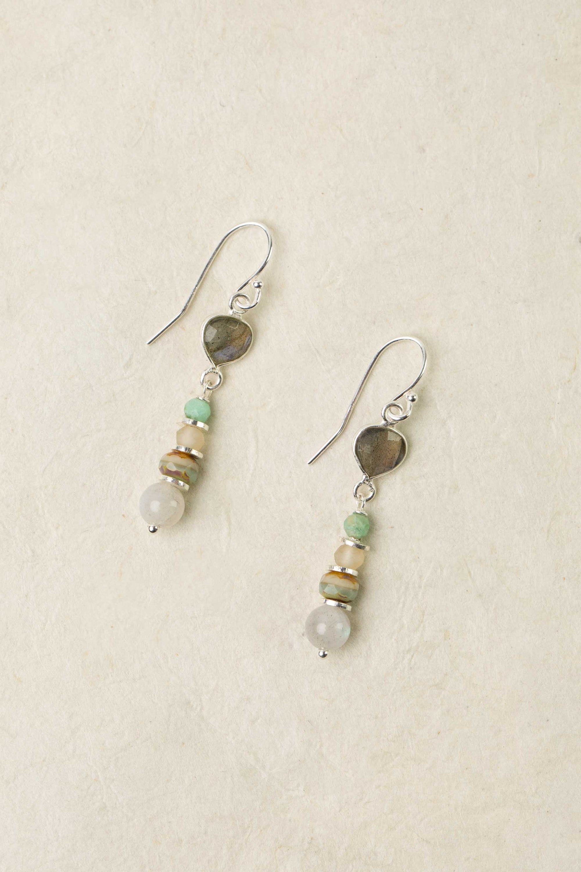 Labradorite Bezel Gemstone Dangle Earrings