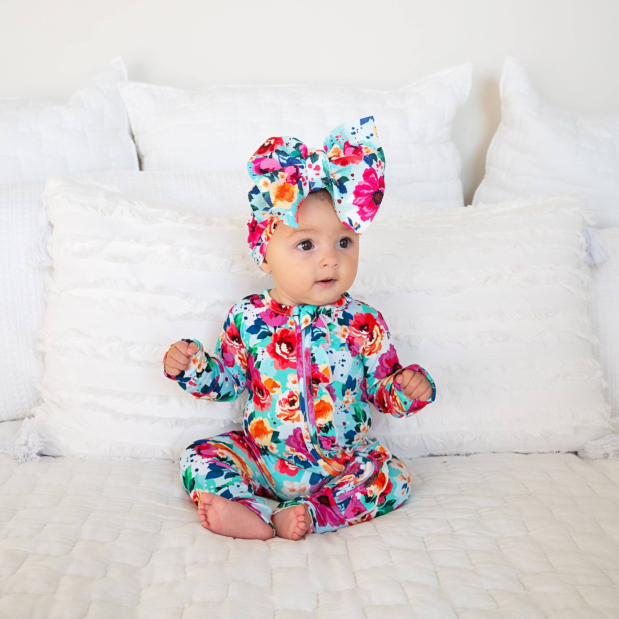 Maggie Ruffle Zip Bamboo Baby Zip Sleepies Little Outfit