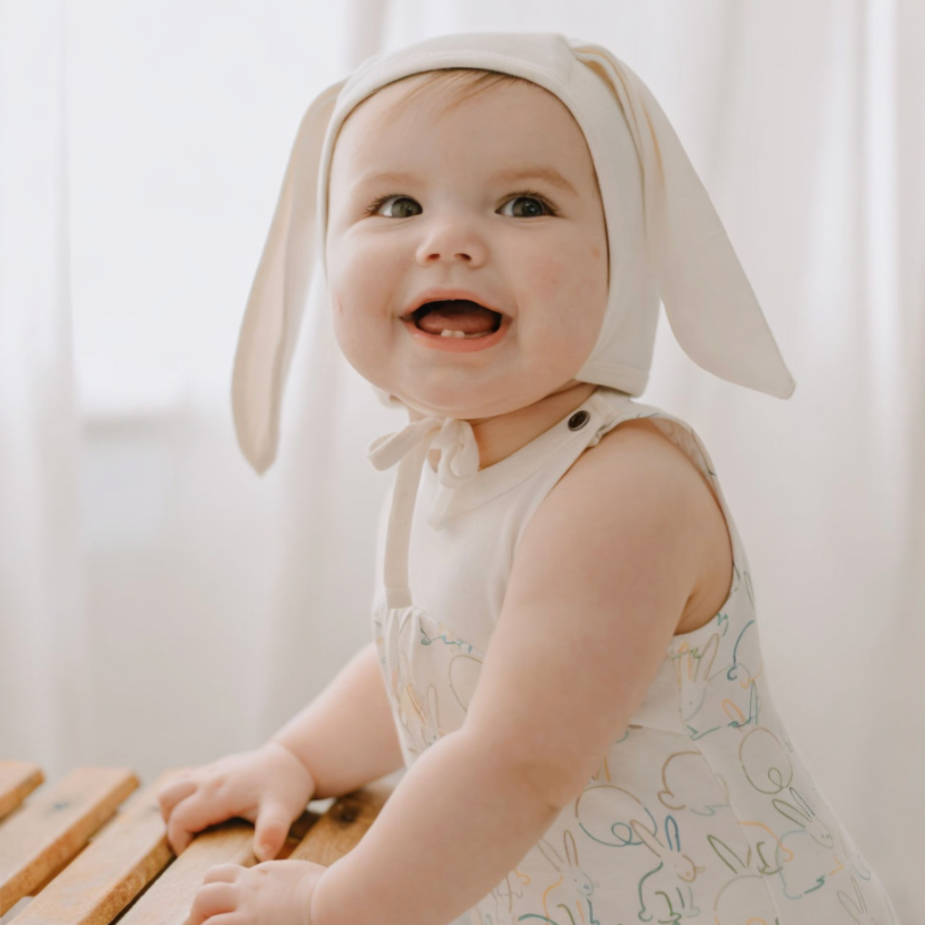 finn + emma Organic Cotton Baby Bunny Ears Bonnet