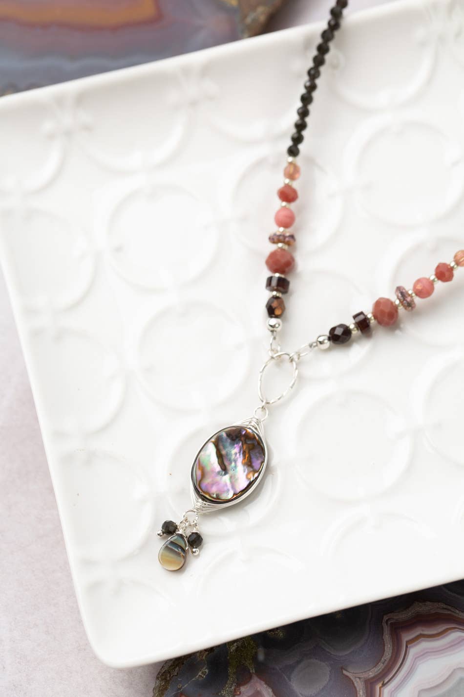 Cat's Eye and Czech Glass Necklace