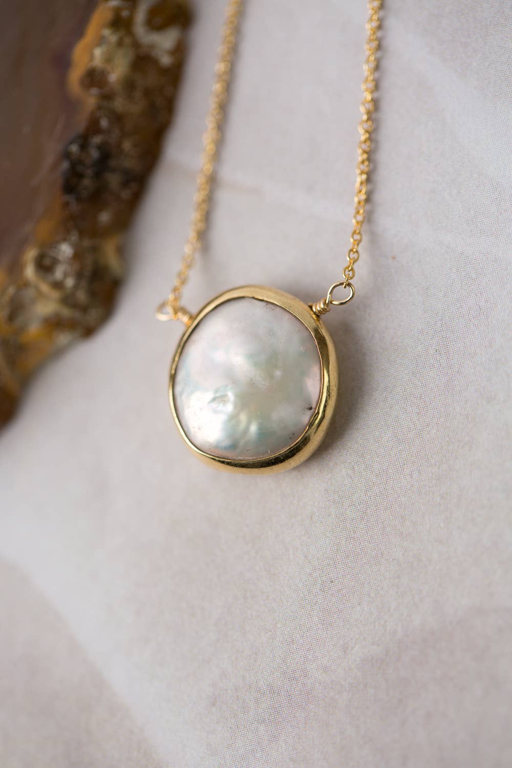 Favorites 16.5-18.5&quot; Coin Pearl Focal Necklace