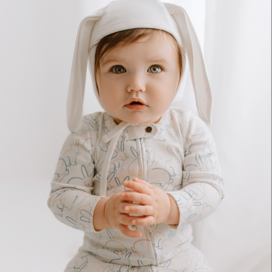 finn + emma Organic Cotton Baby Bunny Ears Bonnet