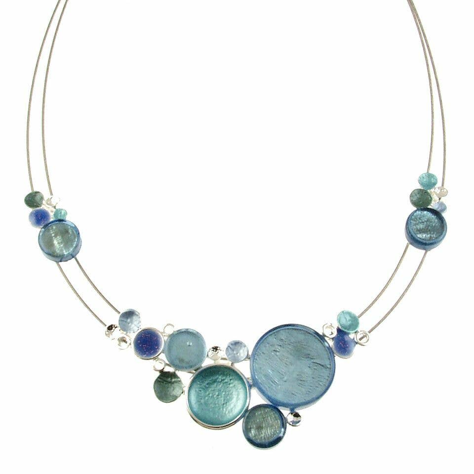 Light Blue or Natural Shell Multi Dots Necklace
